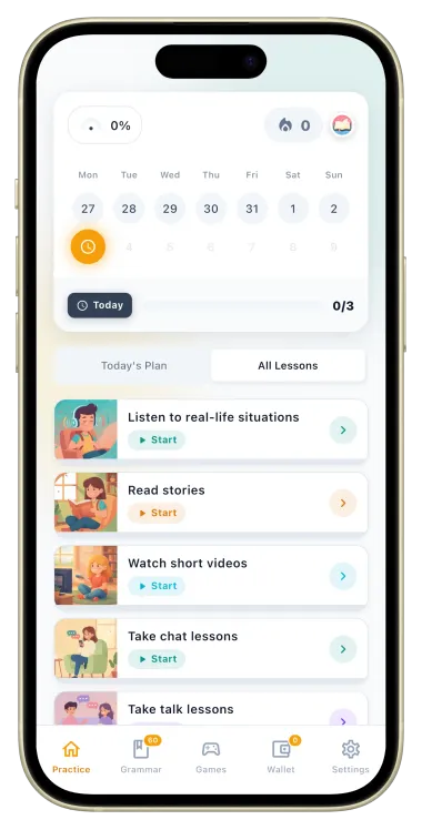 Erla language practice plan on a phone