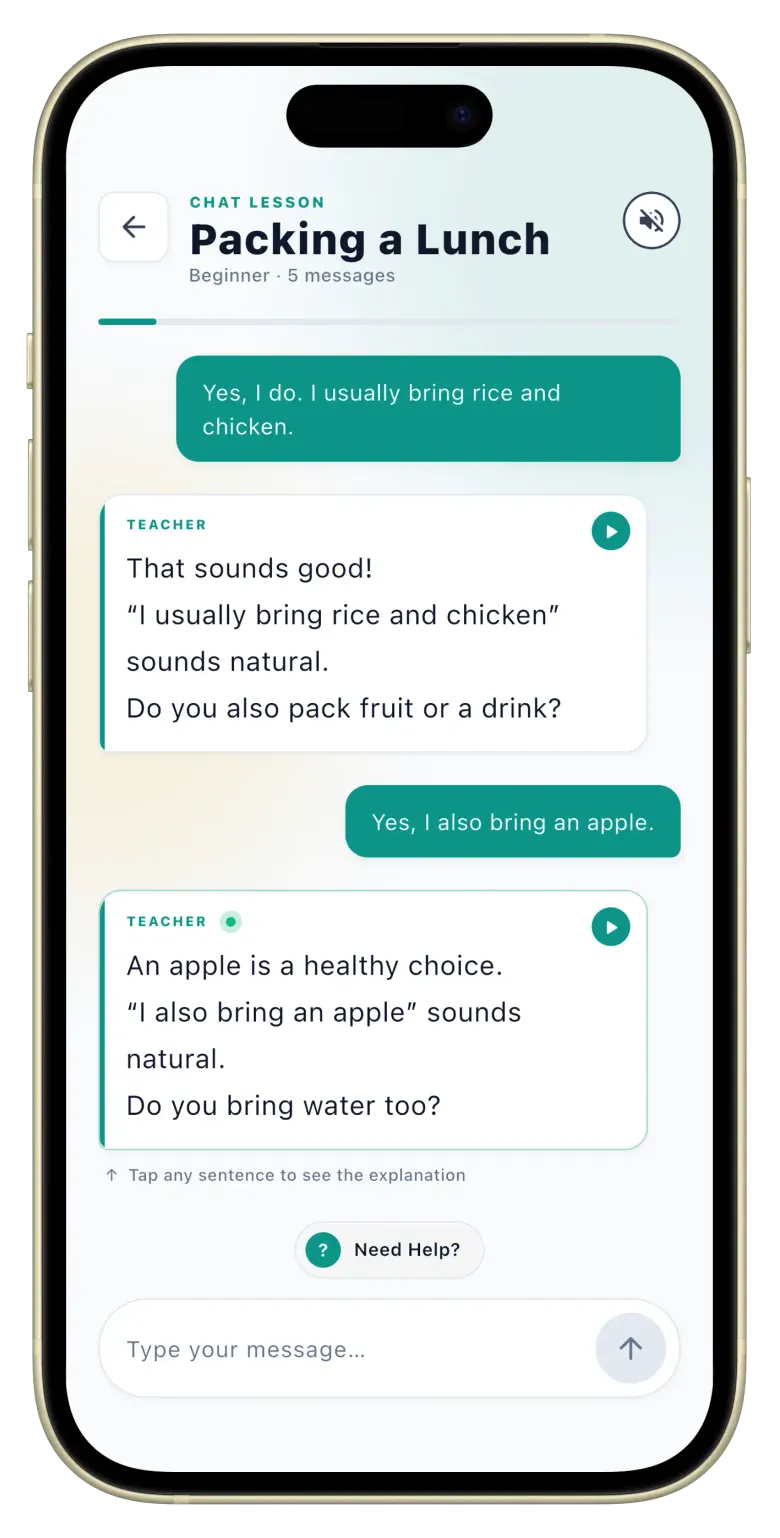 Learn a Language by Chatting — Text an AI Tutor Who Adapts to You